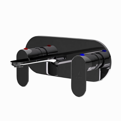 Picture of 3 Hole Basin Mixer Wall Mounted - Black Chrome