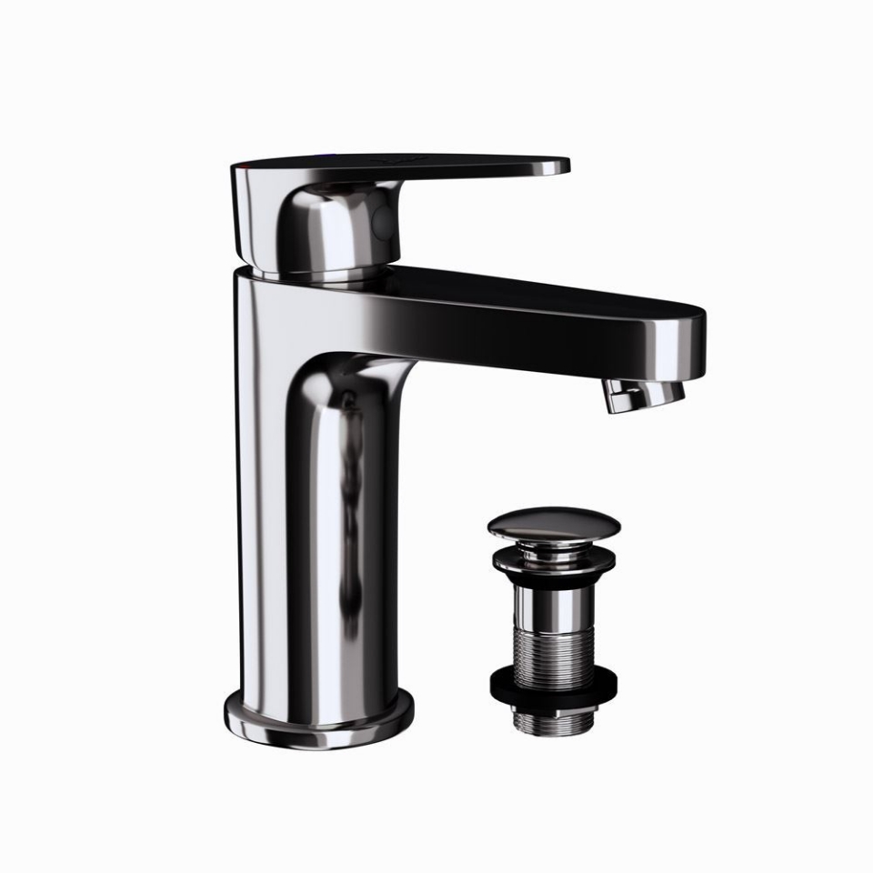 Picture of Single Lever Basin Mixer with click clack waste - Black Chrome