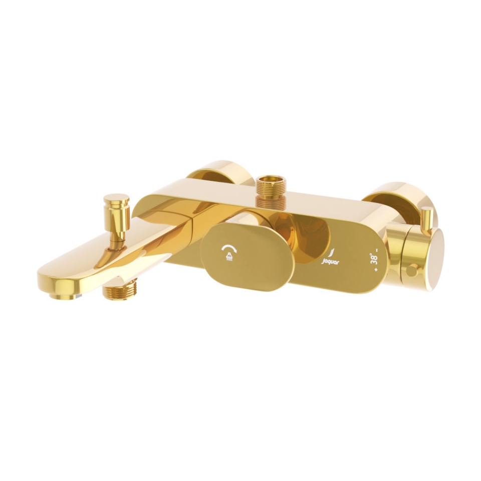 Picture of Exposed Thermostatic Bath & Shower Mixer 3-in-1 System - Gold Bright PVD