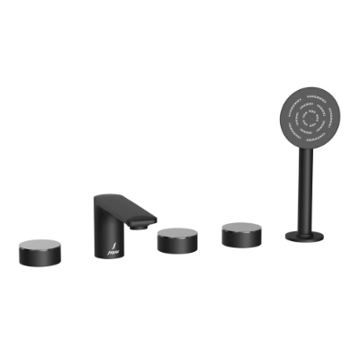 Picture of 5홀 샤워 욕조 수전 - 레버: 흑색 크롬 | 본체: 흑색 무광택