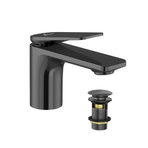 Picture of Single lever basin mixer with click clack waste - Black Chrome