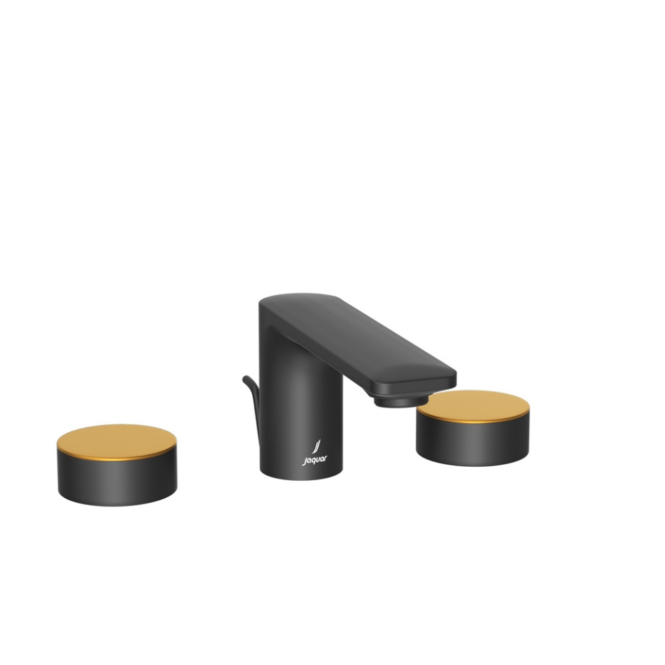 Picture of 3홀 세면 수전 - 레버: 금색 무광택 PVD | 본체: 흑색 무광택