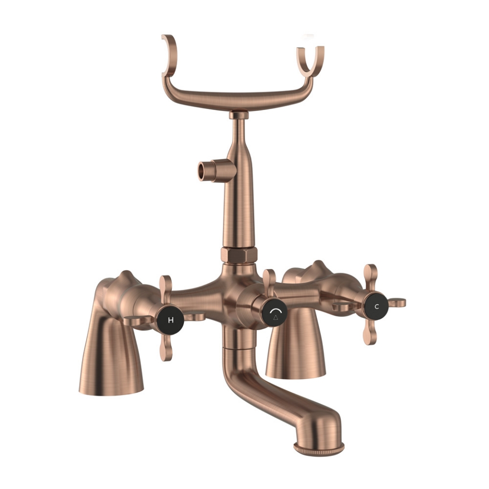 Picture of Bath & Shower Mixer with Telephone Shower Crutch - Antique Copper